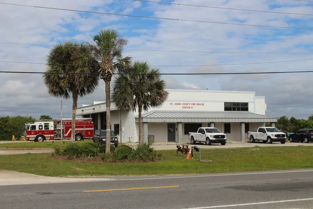 St. Johns County Fire Rescue Station 6 with a county fire engine outside.